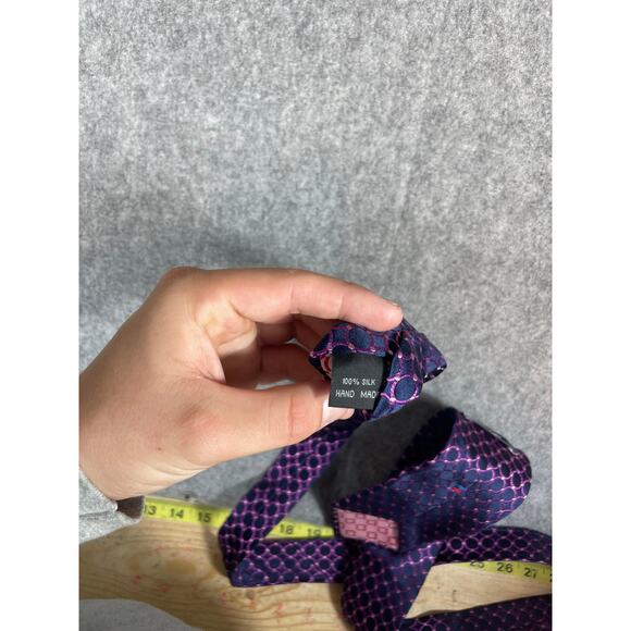 Duchamp London Neck Tie Mens Blue Pink Geometric Silk Formal Business Preppy - Picture 3 of 3